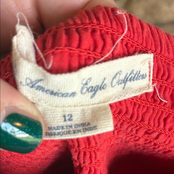 Coral Strapless Dress with Eyelet Hem - Picture 4 of 7